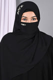 Rhinestone - Black Hijabs With Matching Mask