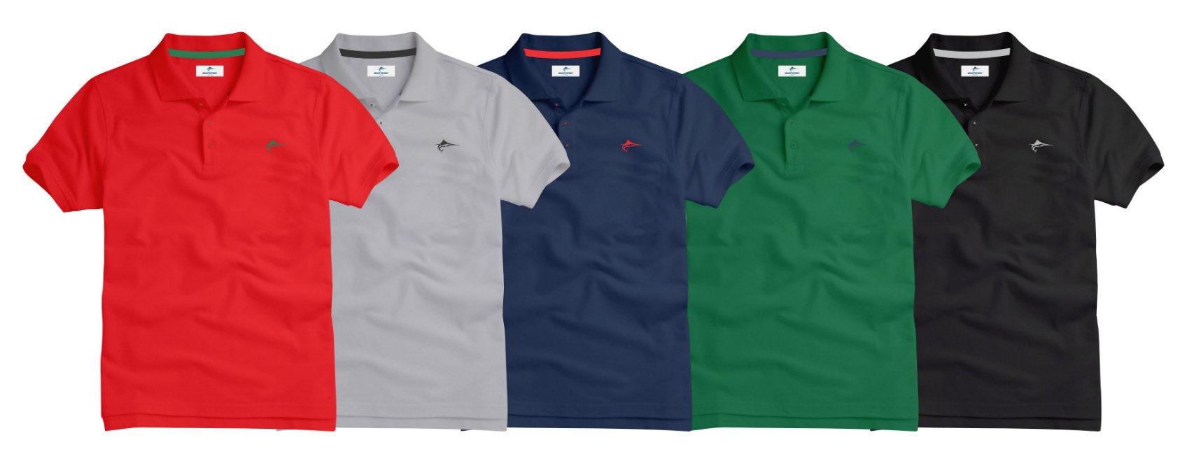 Slim Fit Pique Polo Shirt - Pack of Five - Size LARGE