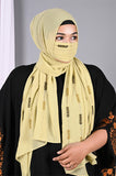 ANIQ - Green Handwork Hijabs With Matching Mask