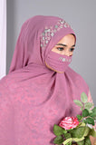PareeZa- Purple Handwork Hijabs With Matching Mask
