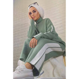 Sweatpants and Pullover with Stripe Detailing - Almond Green