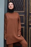 Modest Loungewear - Tight Joggers with Loose Sweatshirt - Brown