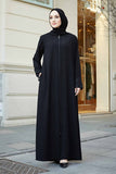 Lace Detailed Abaya - Black