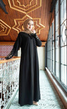 Embroidered Sleeves Abaya - Black