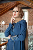 Embroidered Sleeves Abaya - Blue
