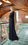 Embroidered Sleeves Abaya - Dark Blue