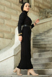 Turtleneck Full length Knitwear Dress - Black