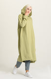 Mid Length Cotton Hoodie Casual and Activewear - Light Green
