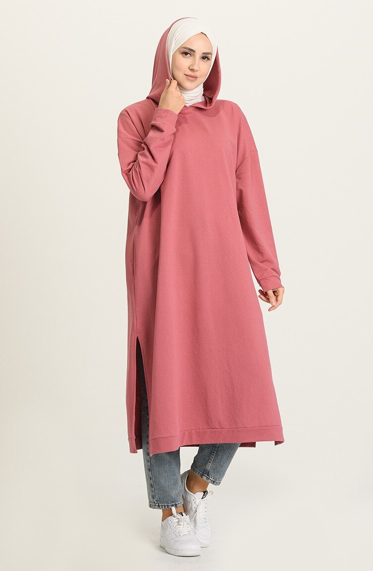 Mid Length Cotton Hoodie Casual and Activewear - Rose