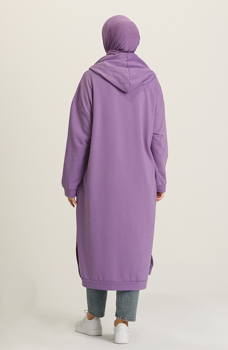 Mid Length Cotton Hoodie Casual and Activewear - Lilac